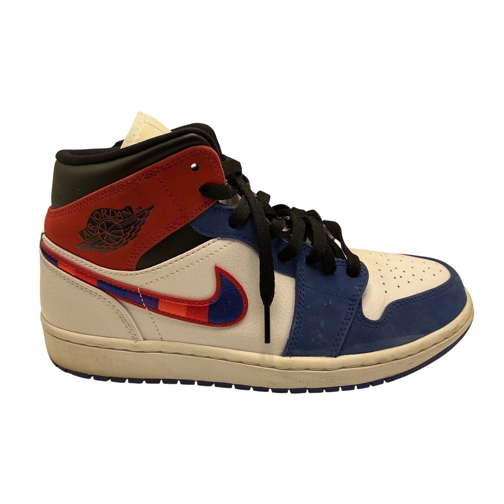 Nike Air Jordan 1 Mid SE USA White Red Blue Sneakers 852542-146 Mens Size 8.5